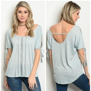 Cover Stitch Scoop Neck Boho Top NWT